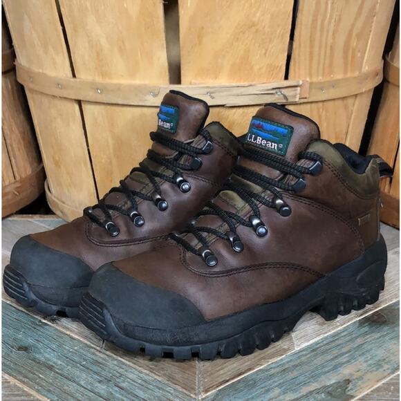 L.L. Bean GTX Brown Leather Goretex Waterproof Vibram Hiking Boots Womens 6.5 - Picture 3 of 10